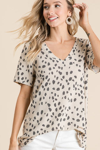 Seeing Spots Top: Taupe