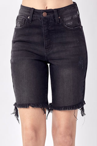 Edgy Denim Shorts: Black