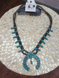 Laken Squash Blossom: Turquoise/Navajo Pearl Necklace