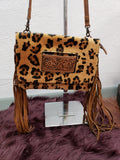 Joelee Leopard Fringe Bag