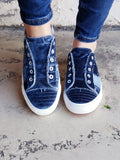 Luxe Velvet Sneakers: Blue