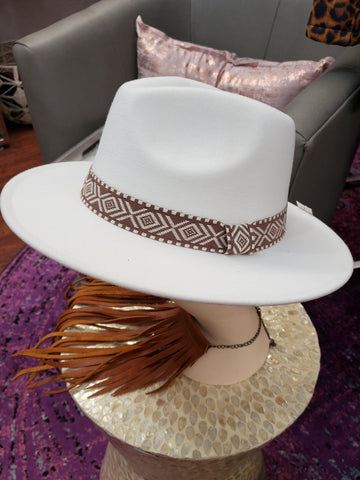 Aztec Accent Hat: White