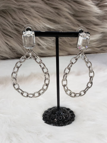 Chain Teardrop Earrings: Silver