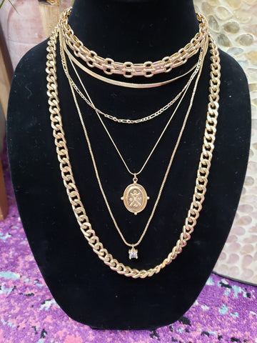 Layered Locket Necklace: Gold