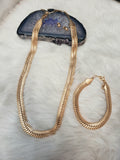 Snake Chain Necklace: Worn Gold