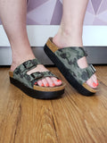 Tabloid Platform Sandals: Camo