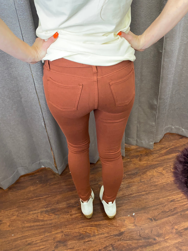 Low Rise Jeggings: Rust – Haute as Ice