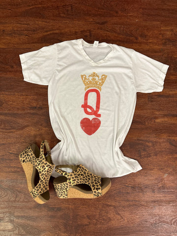 Queen of Hearts Tee: White