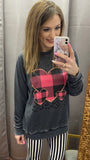 Plaid Hearts Sweatshirt: Charcoal