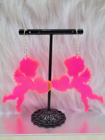 Lil’ Cupid Earrings: Neon Pink