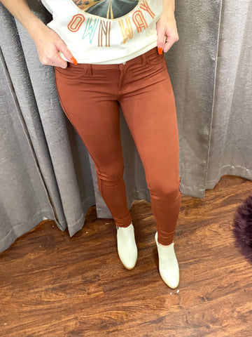 Low Rise Jeggings: Rust