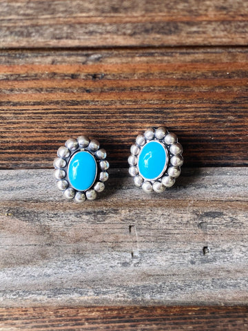 Angelina Oval Earrings: Turquoise