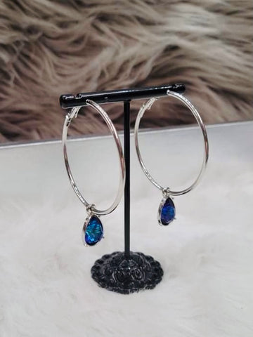 Sapphire Hoop Earrings: Silver
