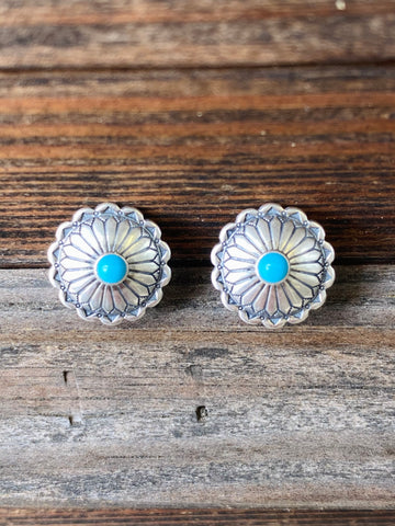 Blossom Concho Earrings: Turquoise