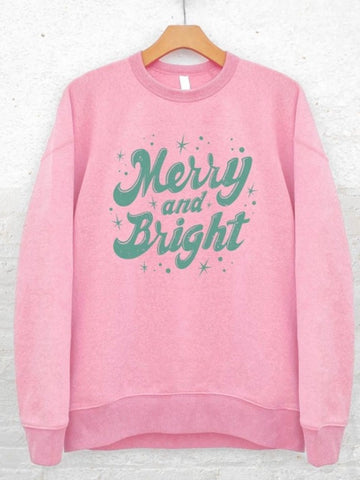 Merry and Bright Sweatshirt: Pink