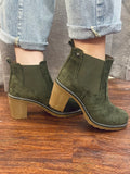 Rocky Suede Booties: Olive