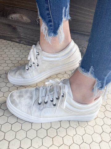 Pina Colada Sneakers: Silver/White Mix