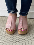 Carley Wedges: Pink Glitter