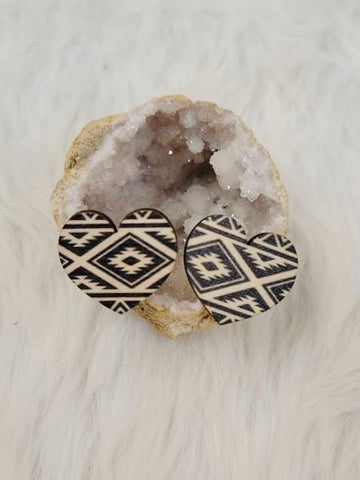 Aztec Heart Stud Earrings