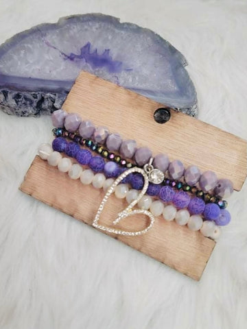 Pretty Stack Bracelet: Purple Mix