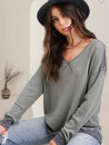 Mollie Waffle Top: Olive