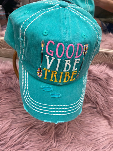 Good Vibe Tribe Cap: Turquoise