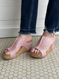 Carley Wedges: Pink Glitter