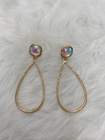 Iridescent Teardrop Earrings: Gold