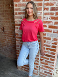 Candy Crush Distressed Tee: Coral