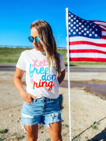 Let Freedom Ring Tee: White